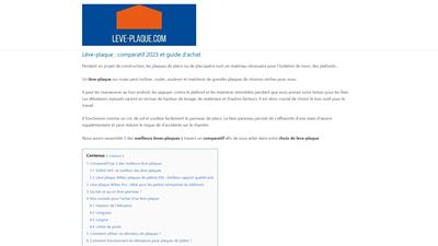 Comparatif leve-plaque